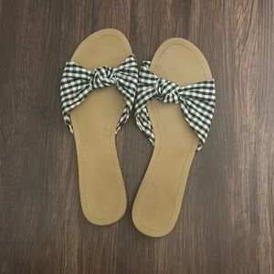 Express Black & White Check Flip Flops - Size 9